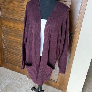 Moondance Wine Cardigan Sweater With Pockets Size L